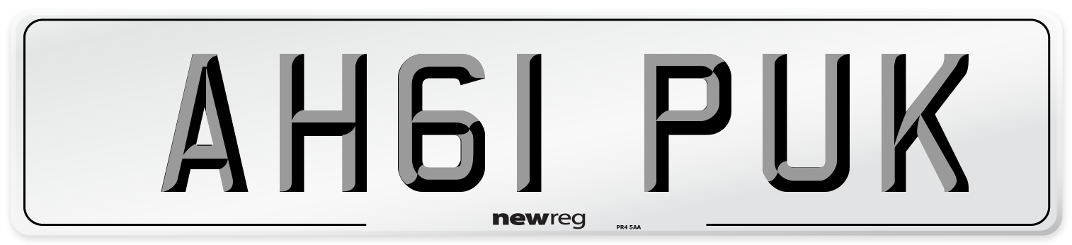 AH61 PUK Number Plate from New Reg